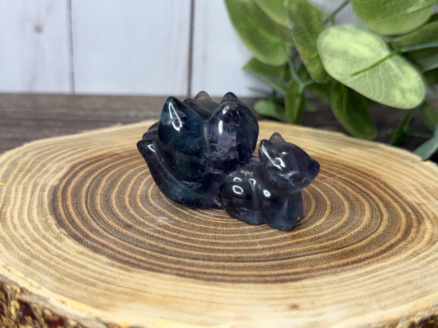 Nine Tailed Fox Fluorite Carvings