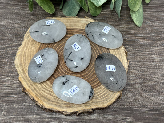 Tourmalated Quartz Palm Stones