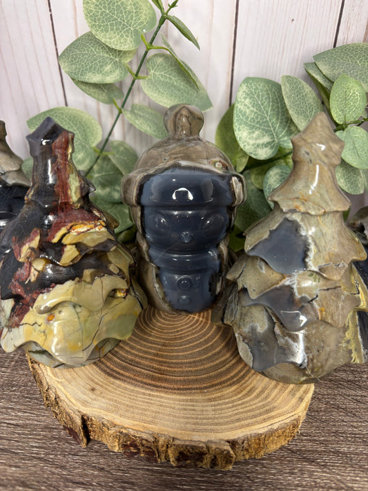 Lava Agate - Christmas Tree Carvings