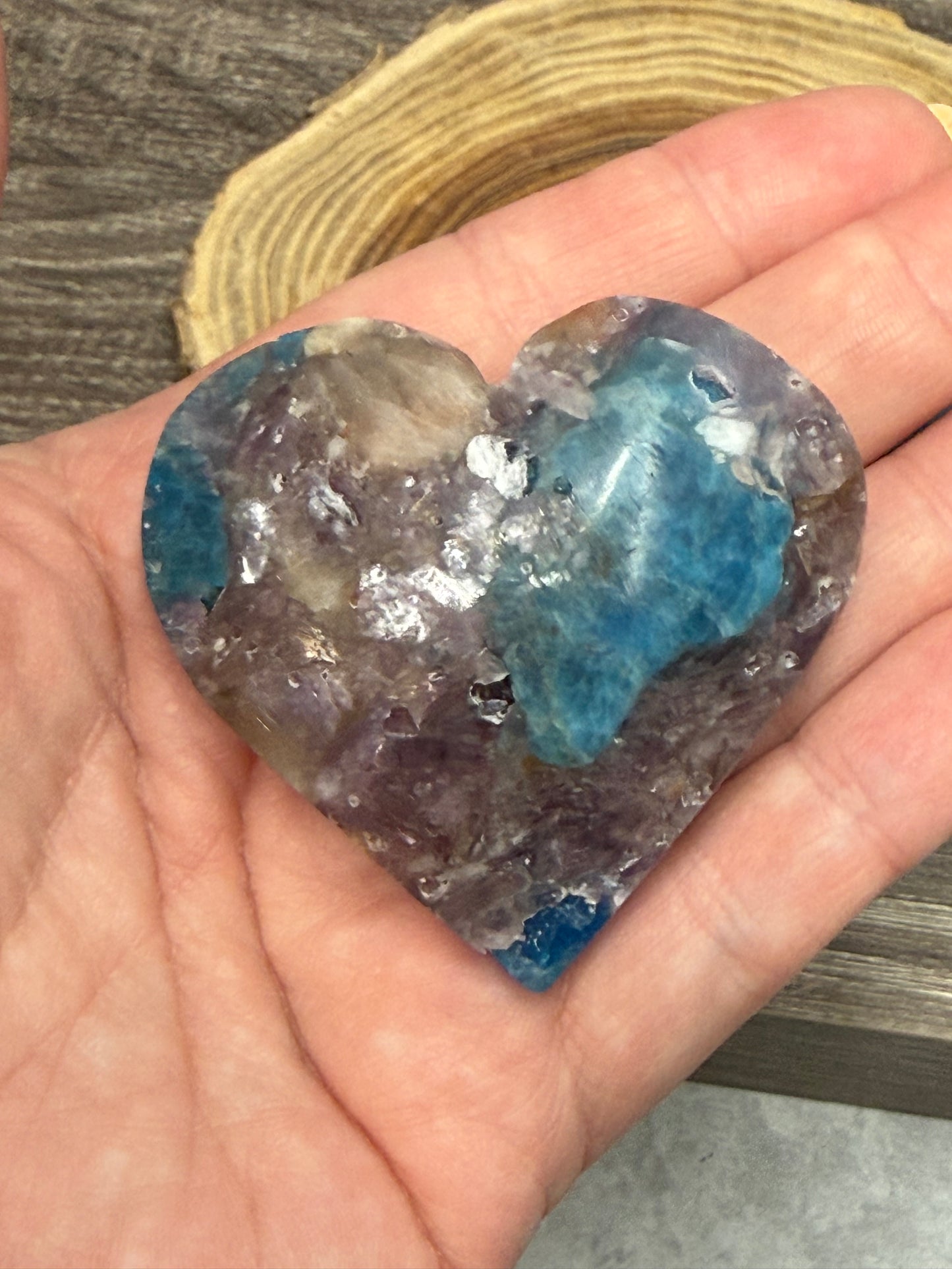 Multi Stone Hearts - Unique (Sun Stone, Lepidolite and Blue Apatite in one)