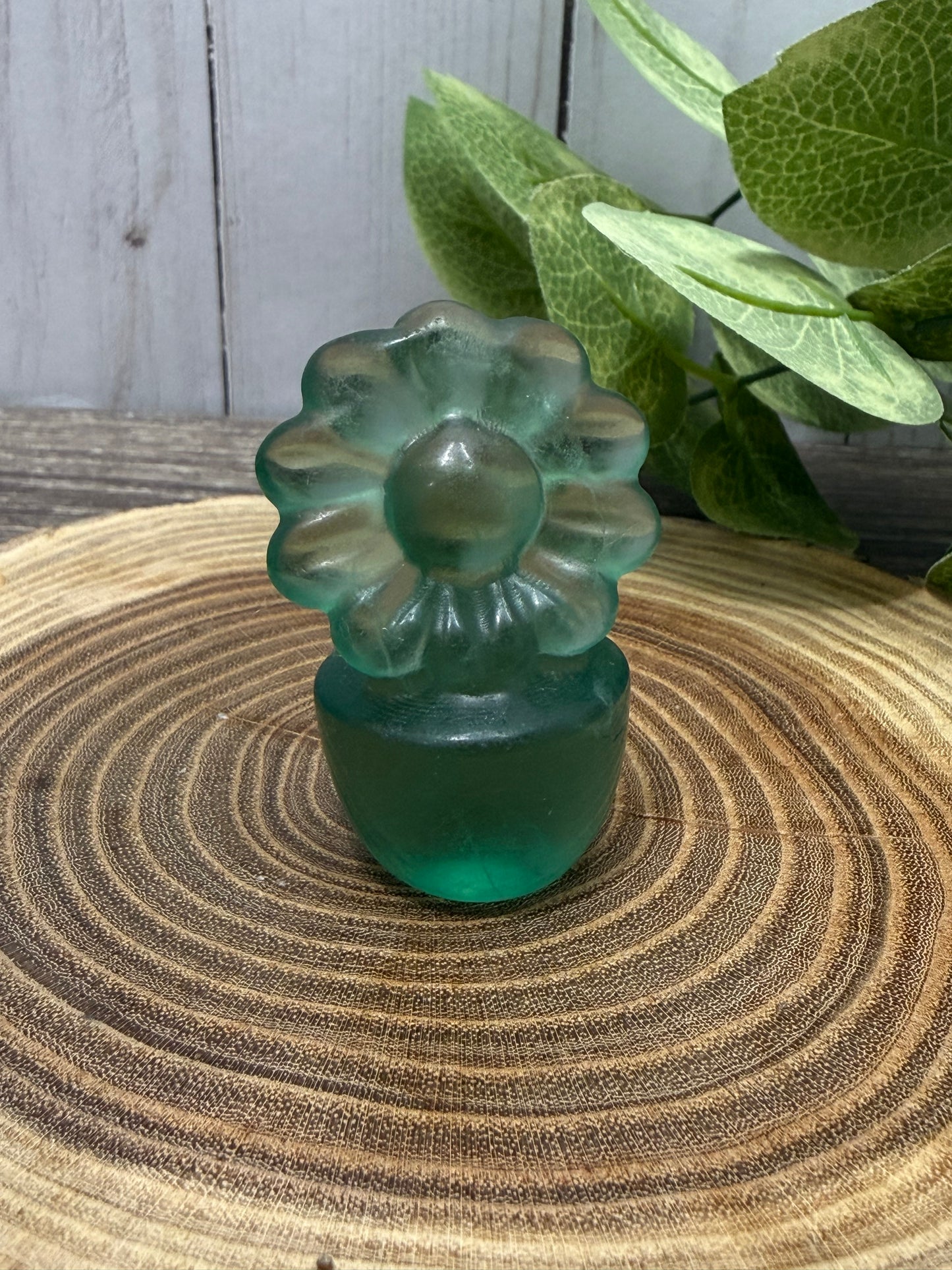 Fluorite Flowers In A Pot Carving