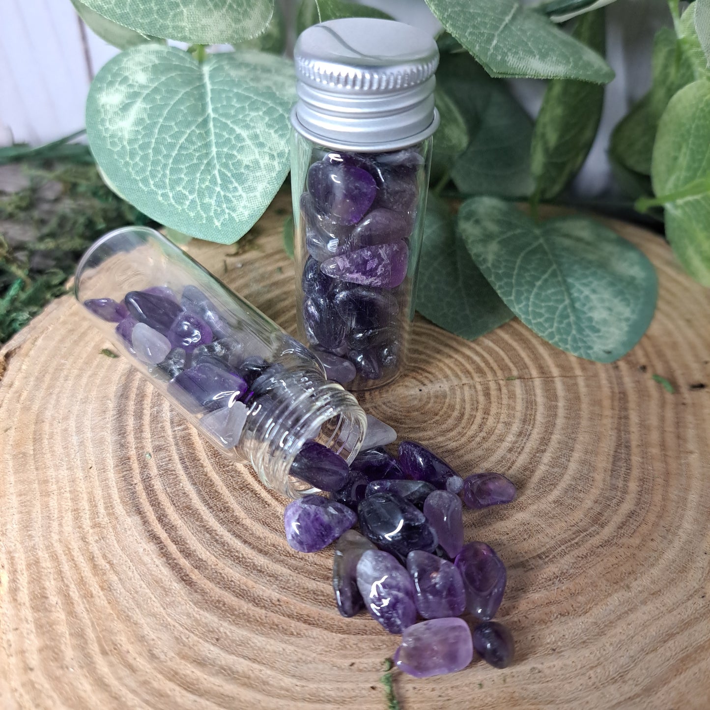 Chevron Amethyst Crystal Chip Bottle