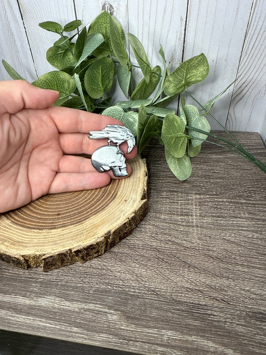 Bird and Skull - Large Pin - Silver