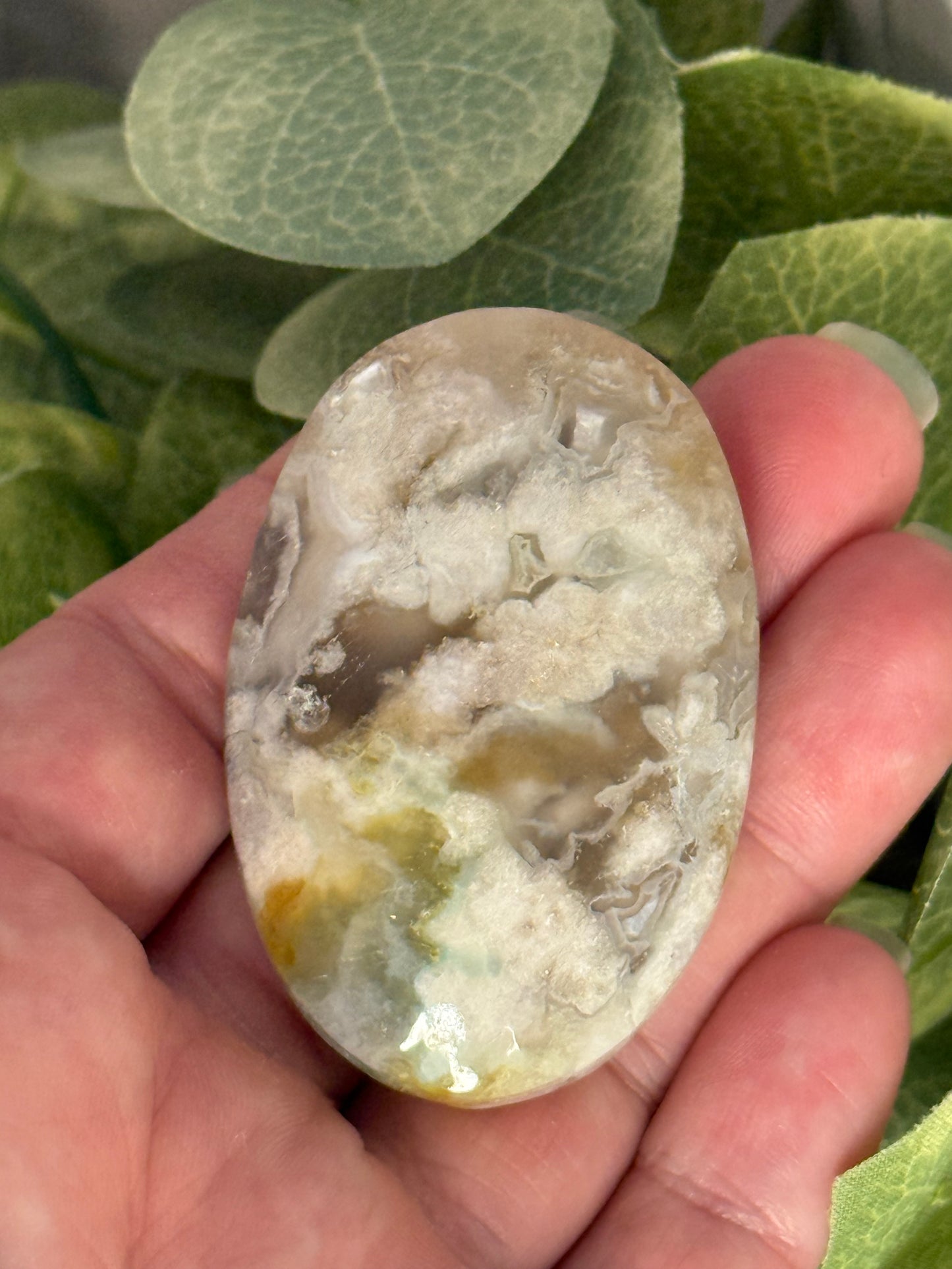 Flower Agate Palm Stones