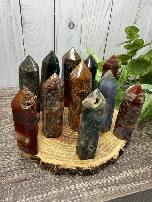 Moss Agate and Carnelian Mixed Tower