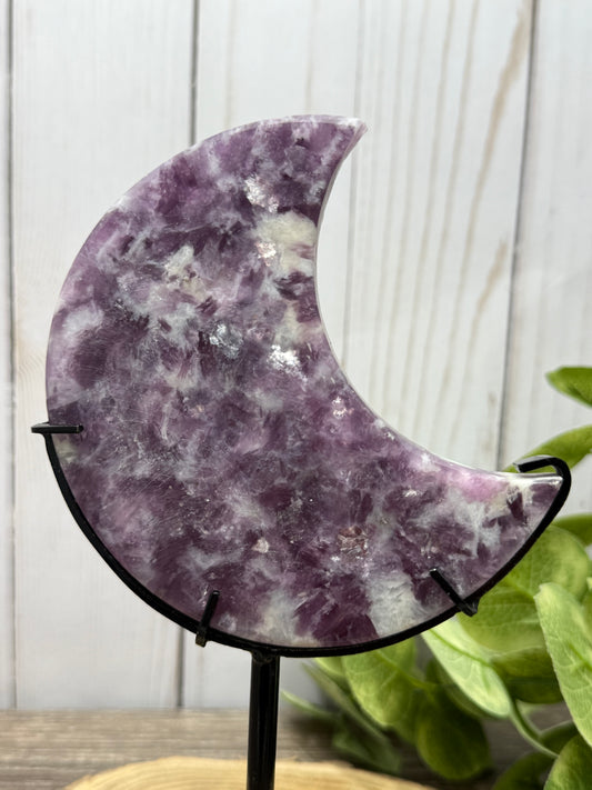 Lepidolite Moon on Stand
