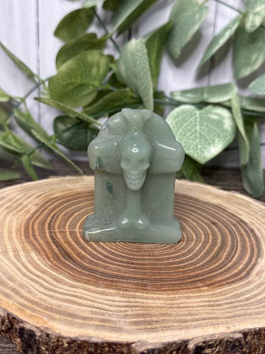 Tombstone/Headstone with Skull Crystal Carving