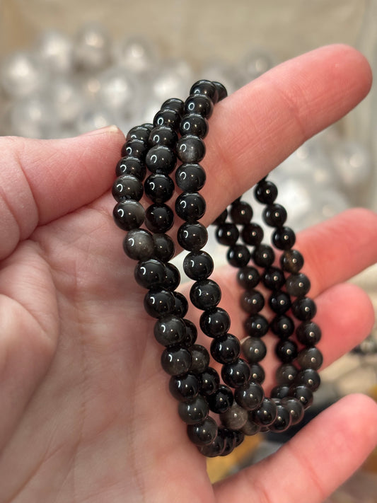 Silver Sheen Obsidian - Bracelet 6 mm