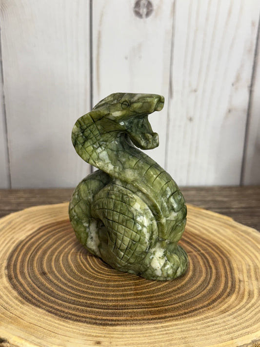 Cobra Snake Carvings - Green Jade
