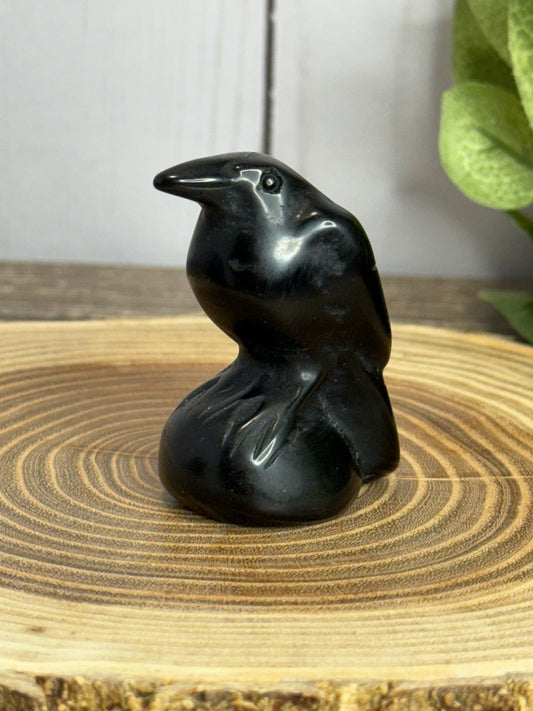 Raven Obsidian Carving - Medium SIze