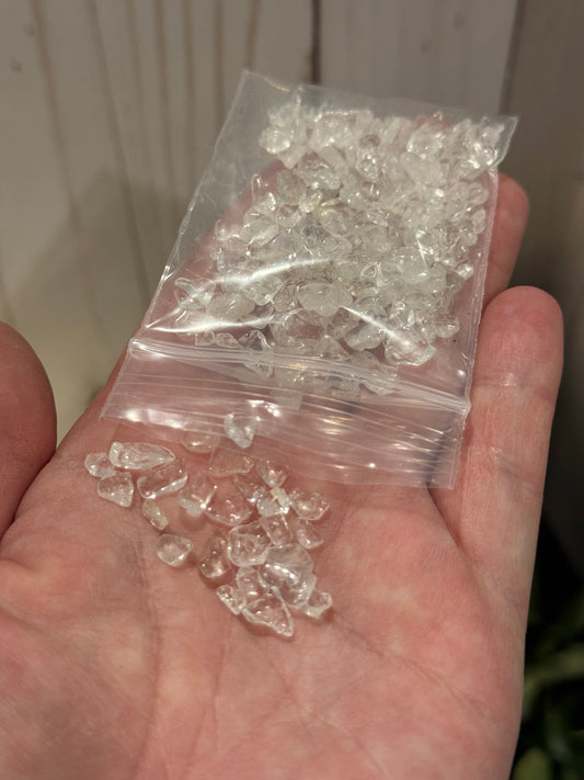 Clear Quartz Crystal Chip Bag