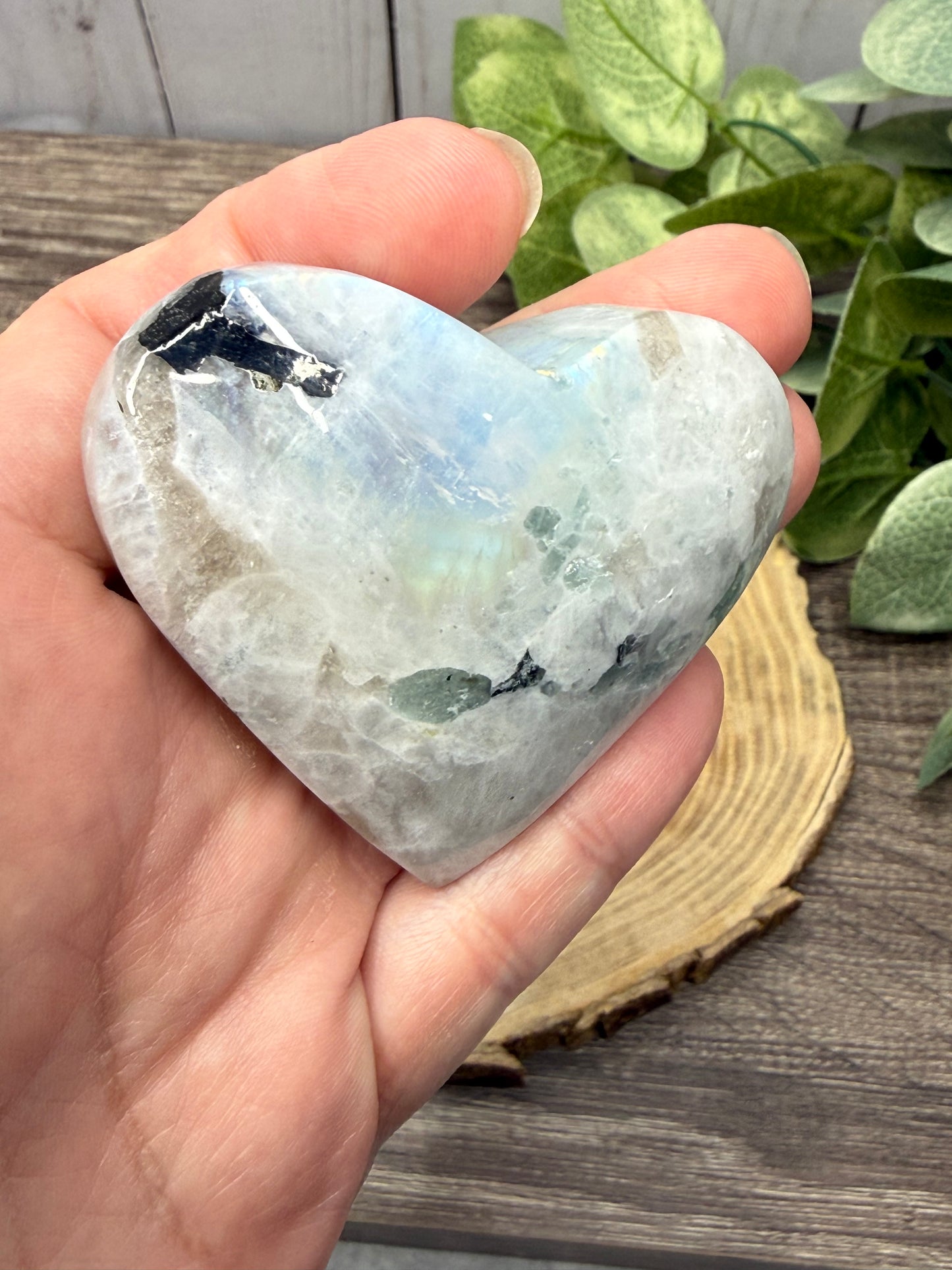 Rainbow Moonstone Carved Hearts
