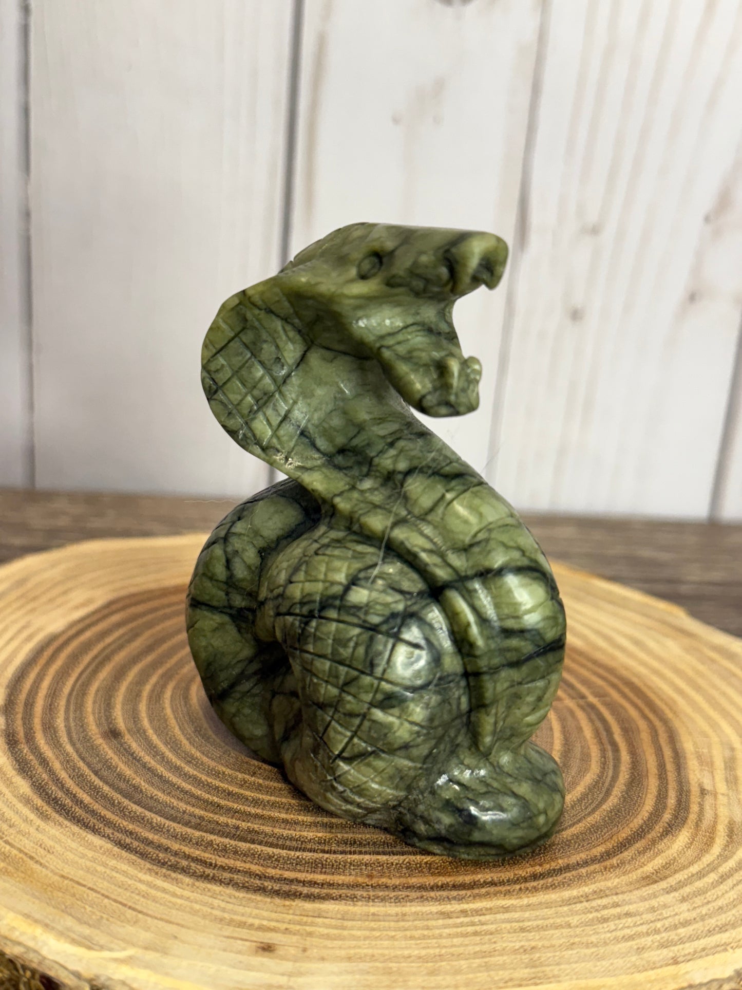 Cobra Snake Carvings - Green Jade