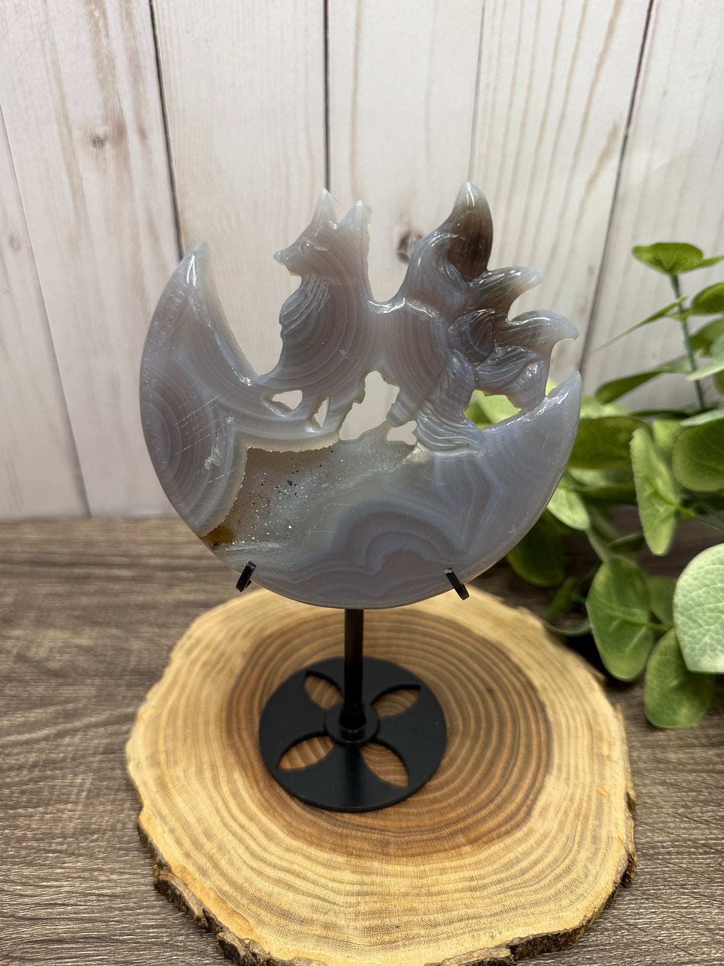 Nine Tailed Fox Carvings on Stand