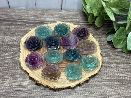 Fluorite Rose Carving
