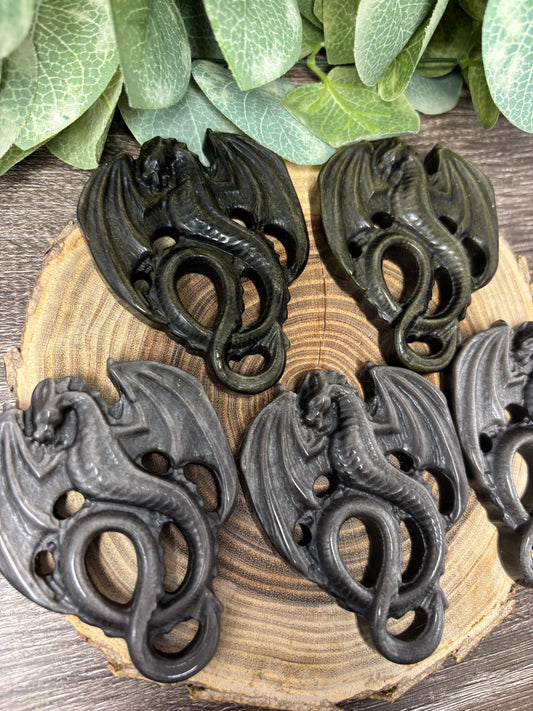 Dragon - Silver or Gold Sheen Obsidian