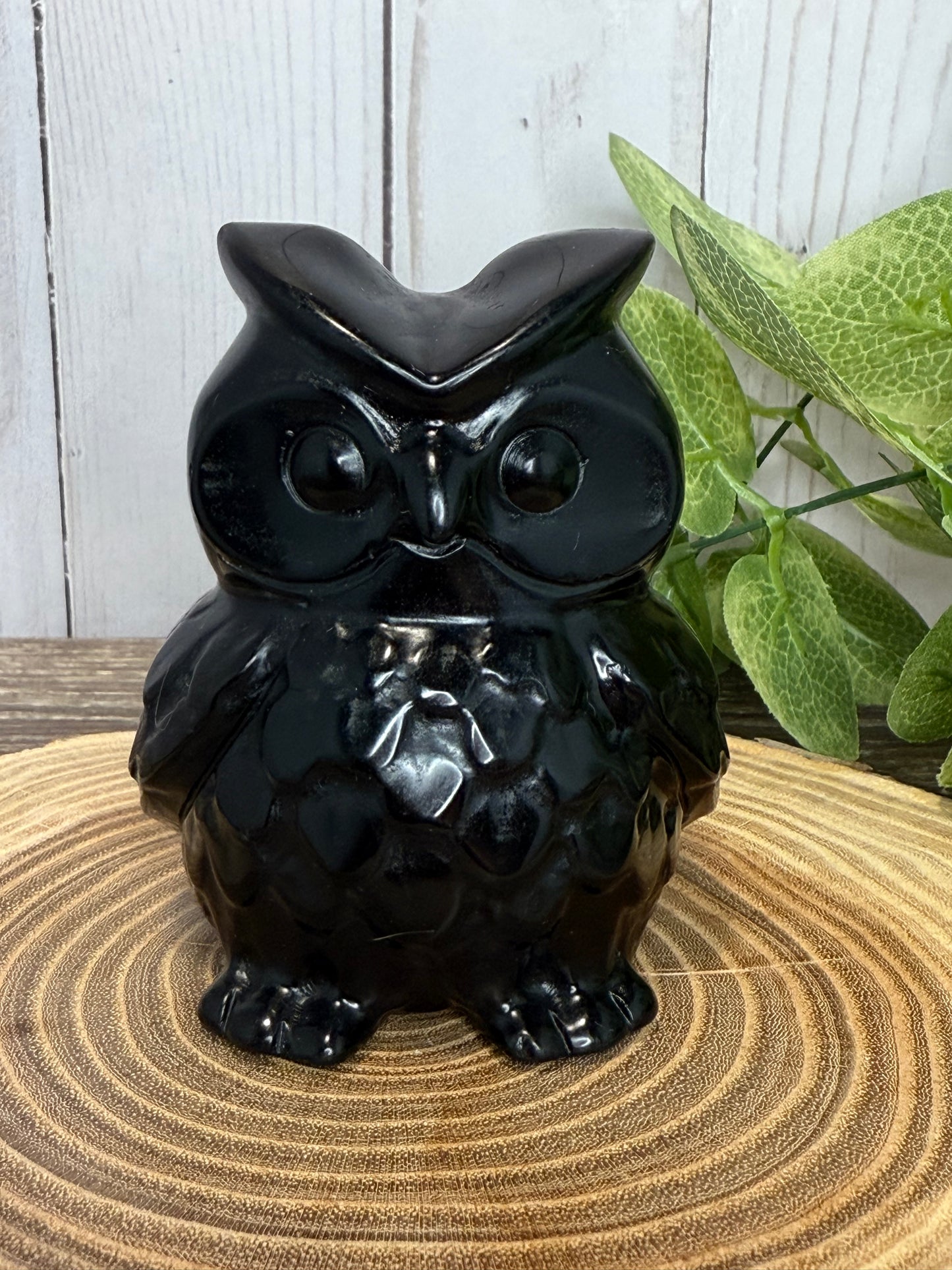 Large Owl Carvings - Black Obsidian