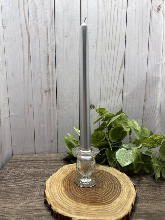 Large Tapered Candles - Silver