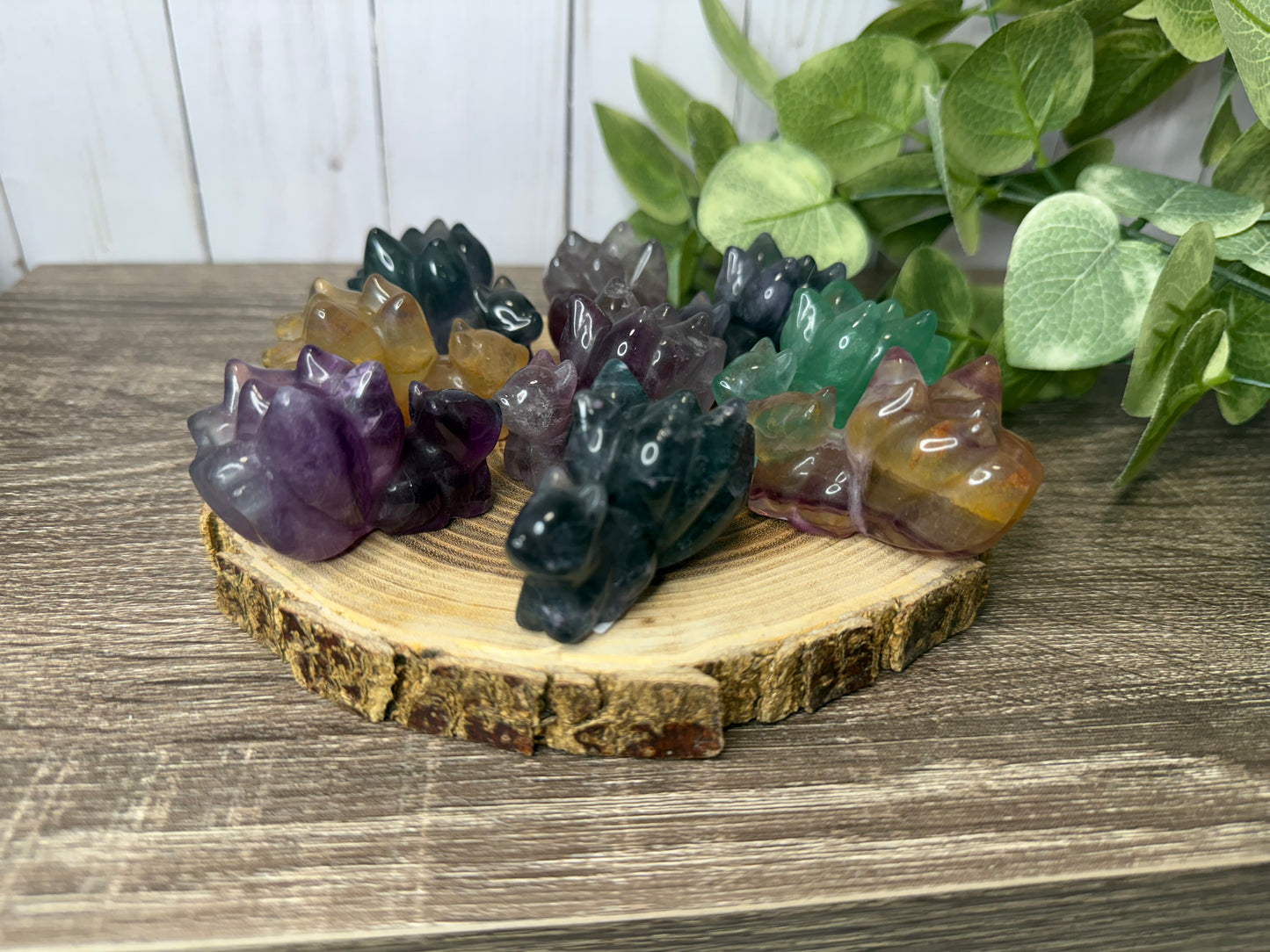 Nine Tailed Fox Fluorite Carvings