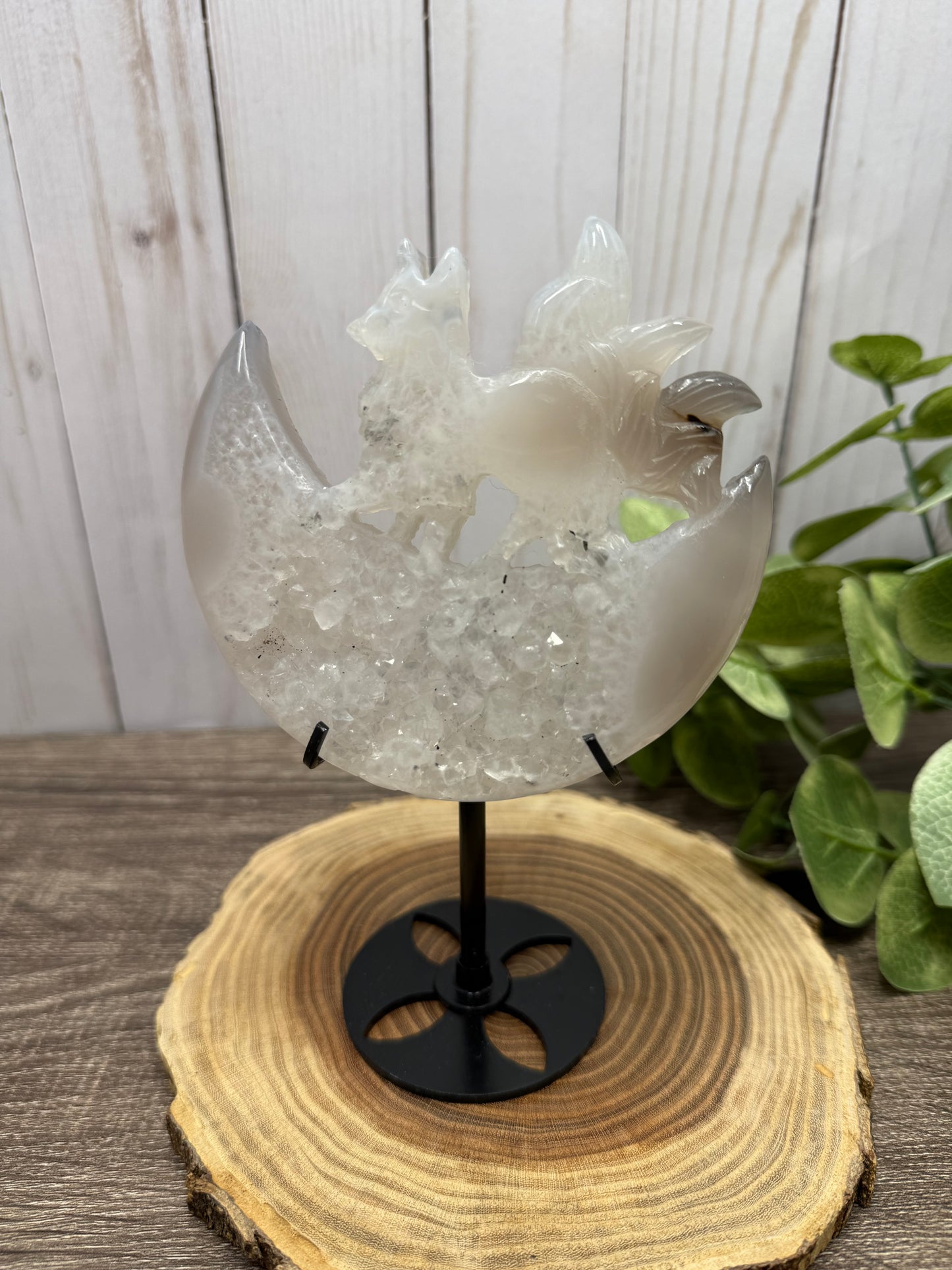 Nine Tailed Fox Carvings on Stand
