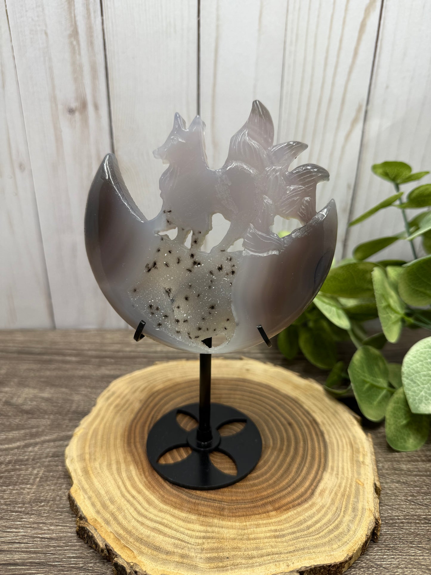 Nine Tailed Fox Carvings on Stand