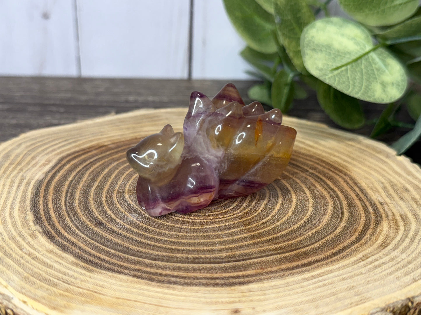 Nine Tailed Fox Fluorite Carvings