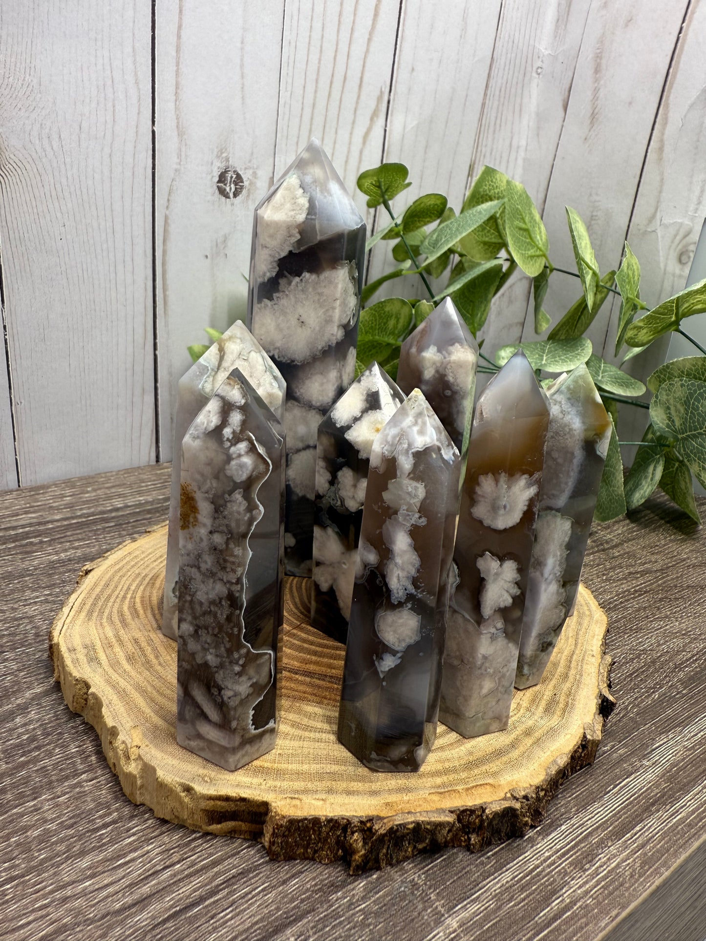 Black Flower Agate Towers