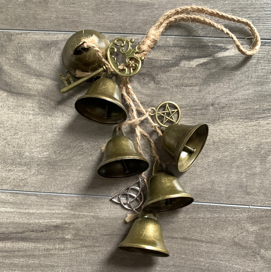Witch Bells for Home Protection, Hanging Style with charms and key