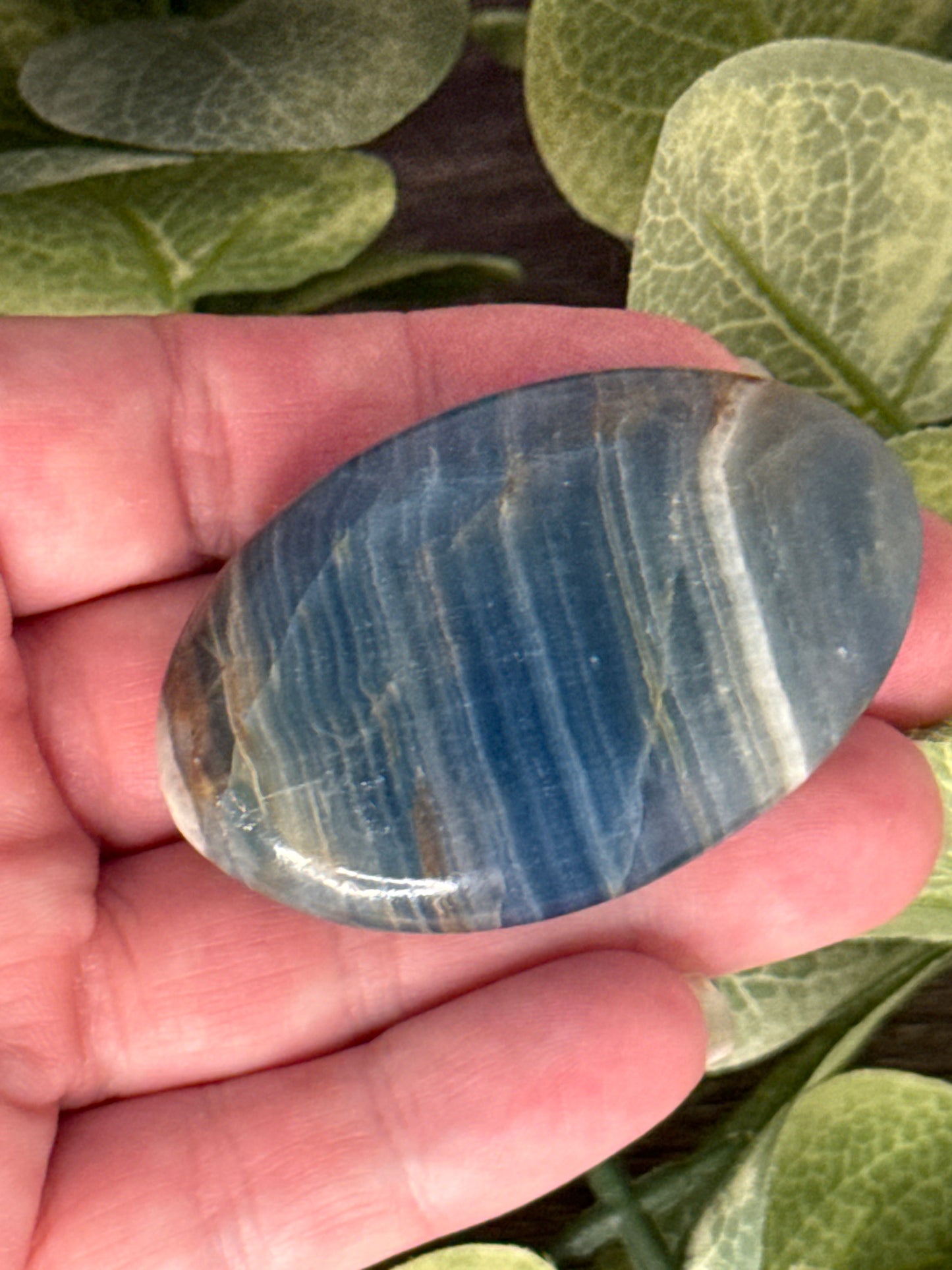 Blue Onyx Palm Stone