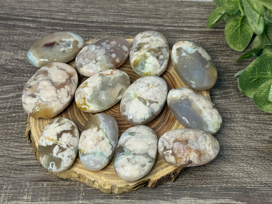 Flower Agate Palm Stones