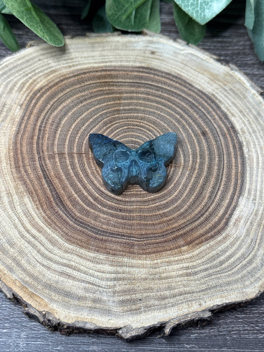 Labadorite Deadhead Moth Carving