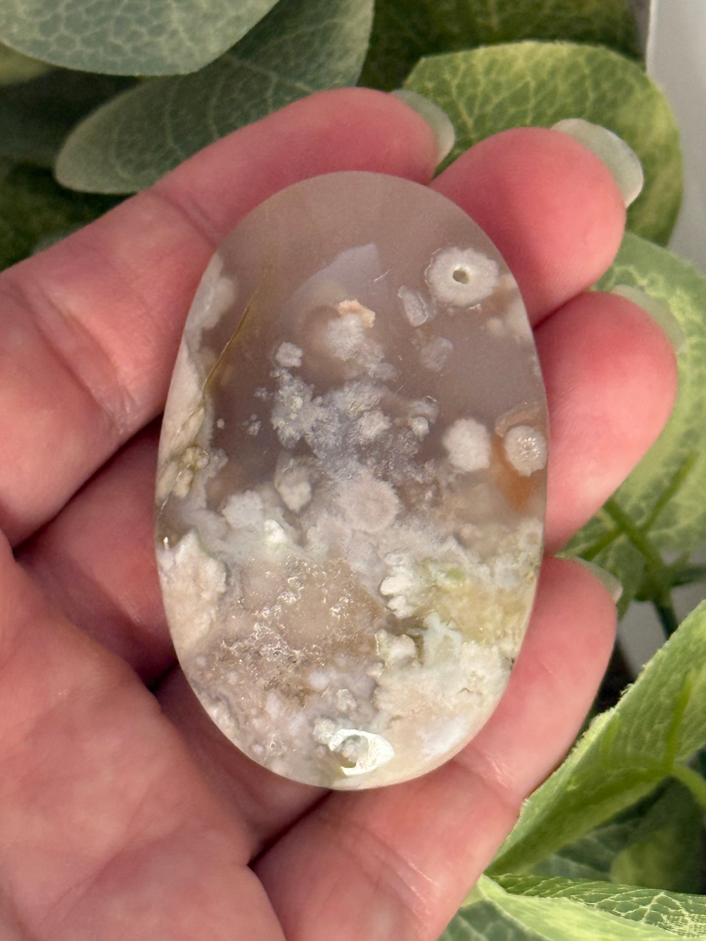 Flower Agate Palm Stones