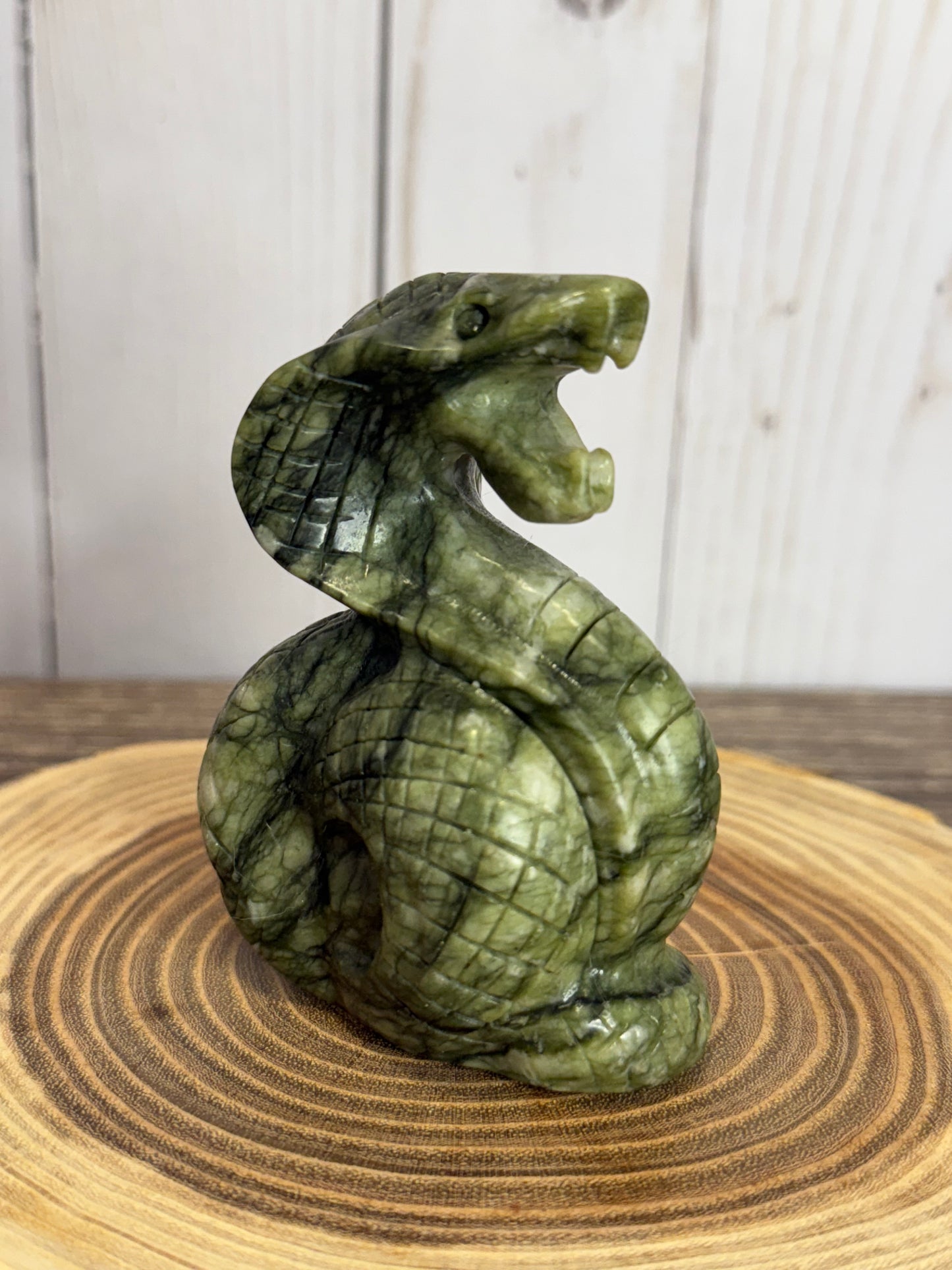 Cobra Snake Carvings - Green Jade