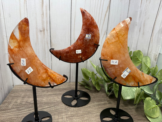 Fire Quartz Moons on Stands