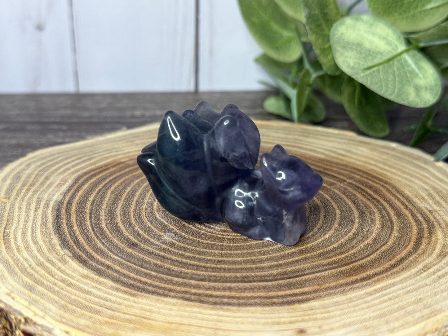 Nine Tailed Fox Fluorite Carvings