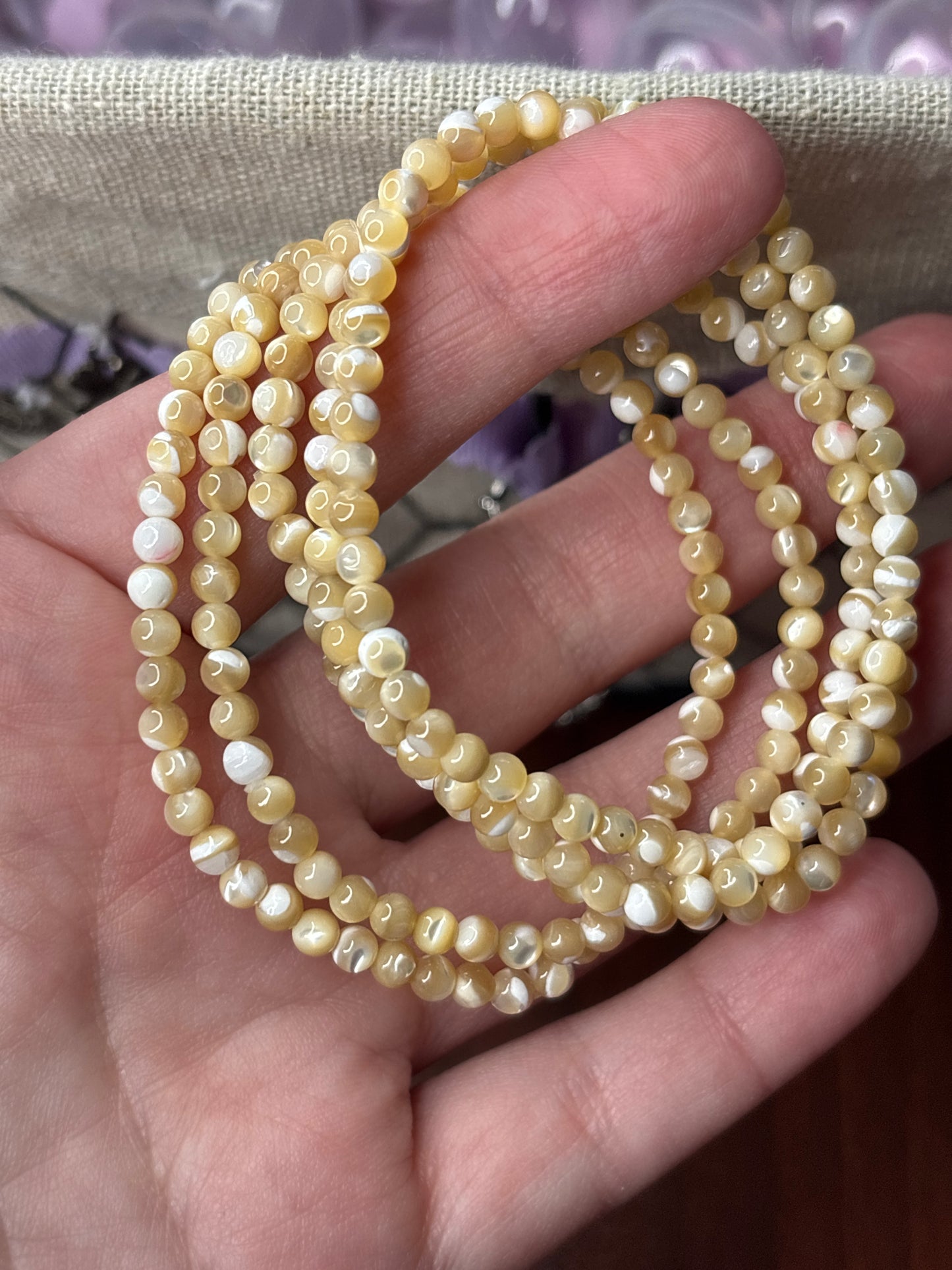 Banded Orange Calcite - Bracelet 4 mm