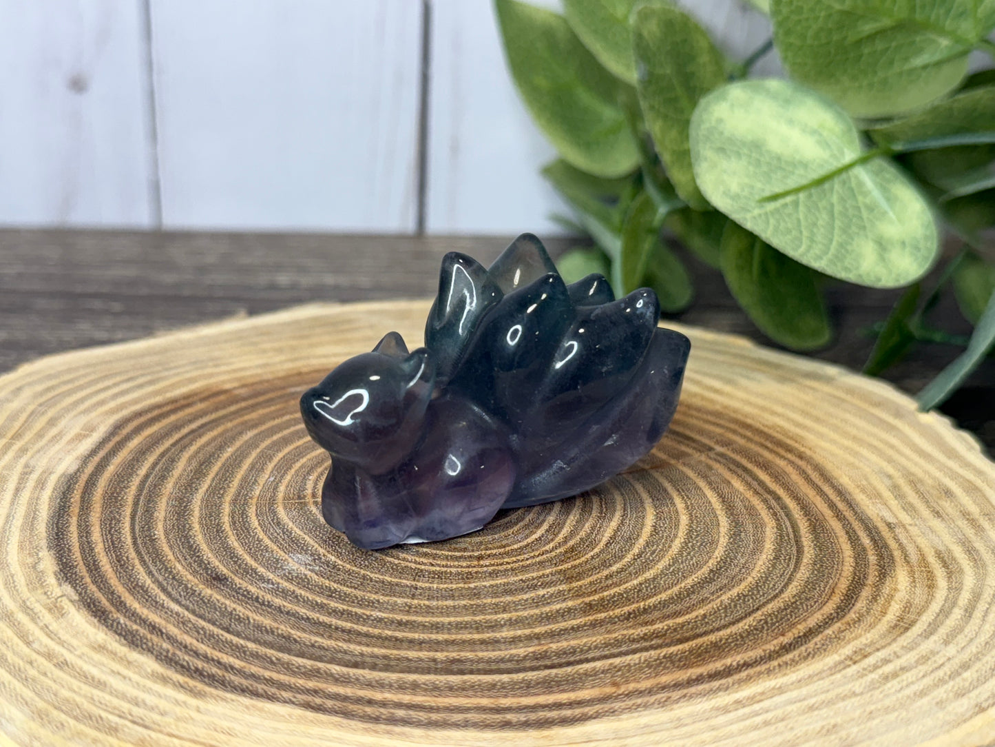 Nine Tailed Fox Fluorite Carvings
