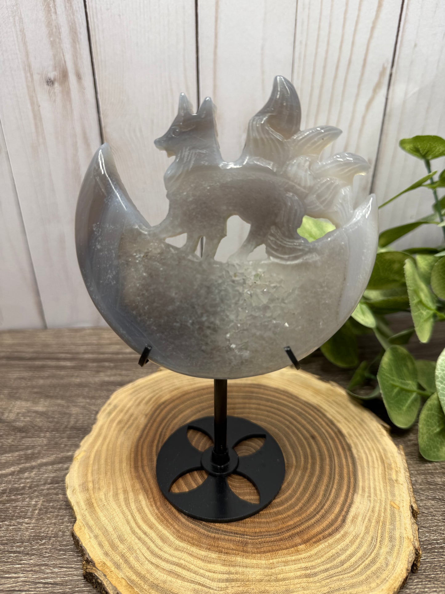 Nine Tailed Fox Carvings on Stand