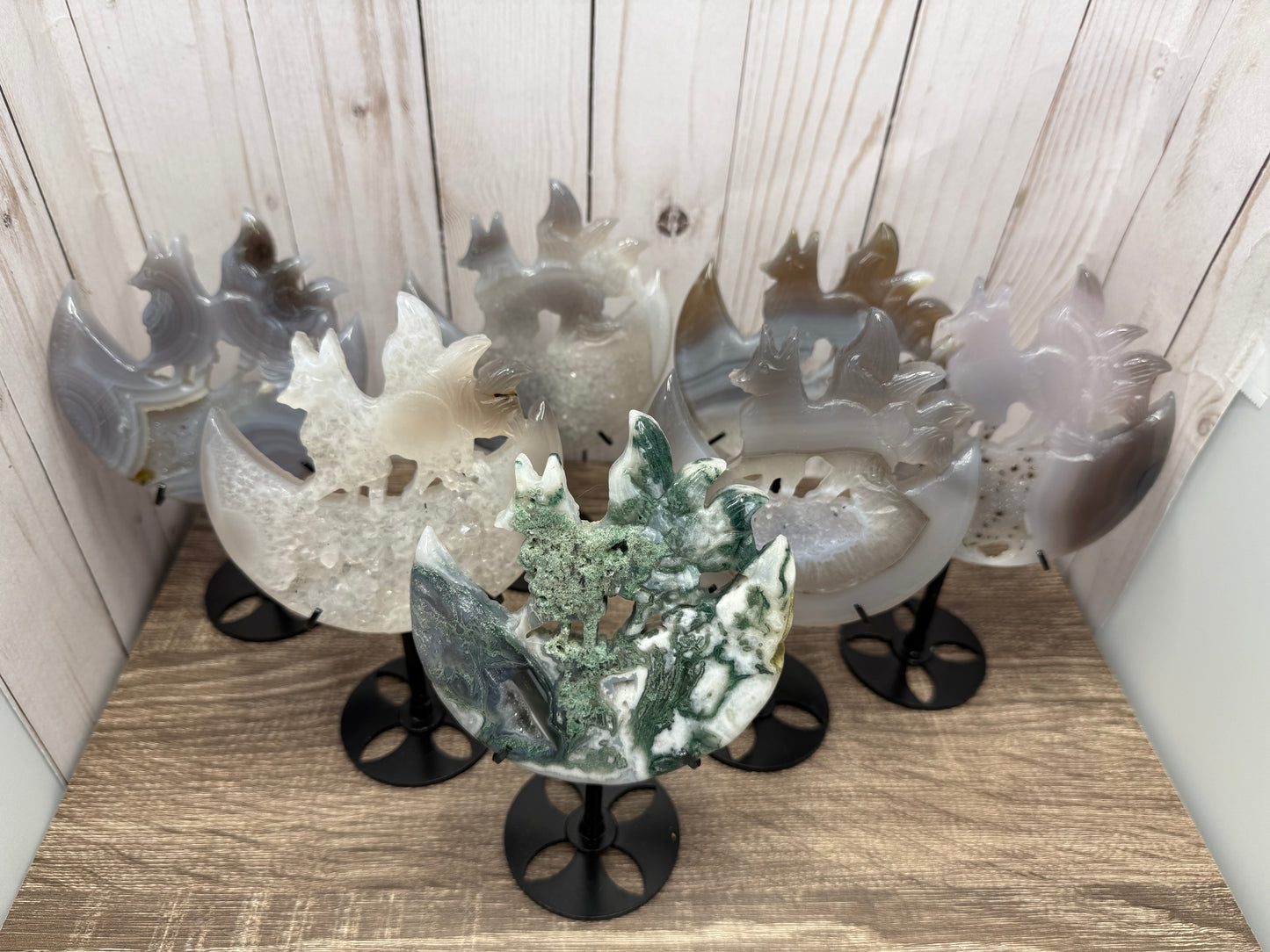 Nine Tailed Fox Carvings on Stand