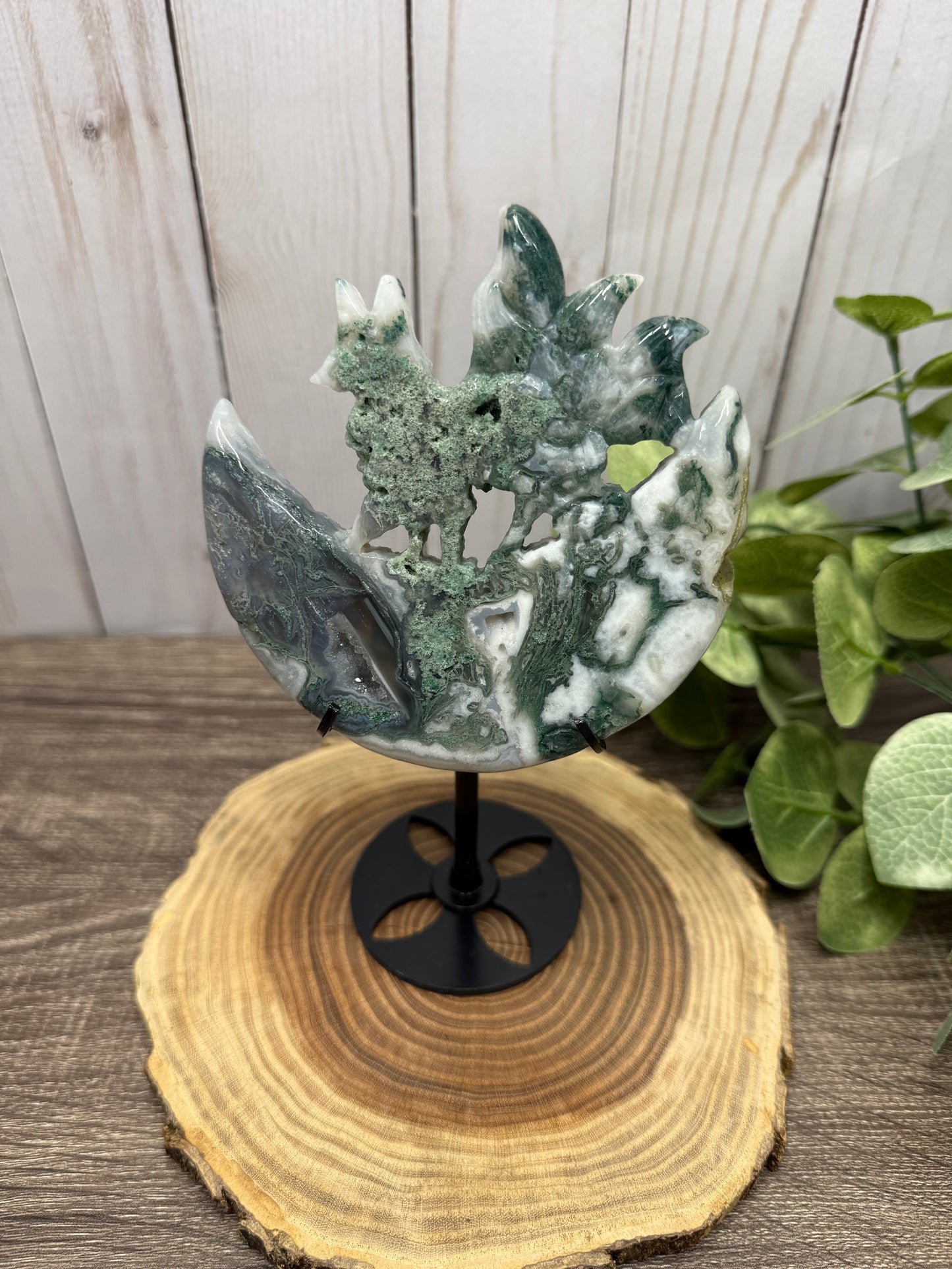 Nine Tailed Fox Carvings on Stand