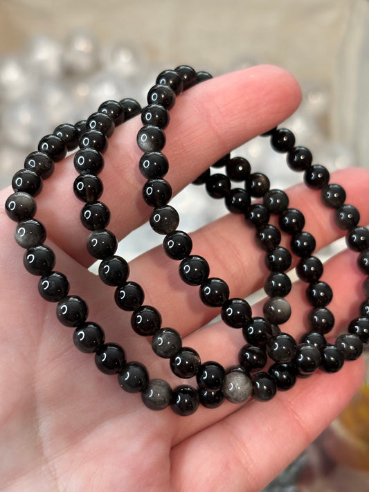 Silver Sheen Obsidian - Bracelet 6 mm
