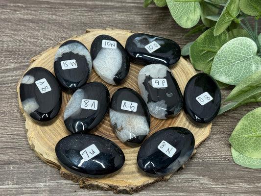 Black Agate Palm Stones