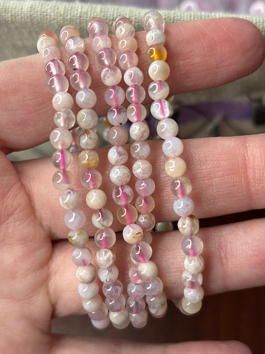 Flower Agate - Bracelet 4 mm