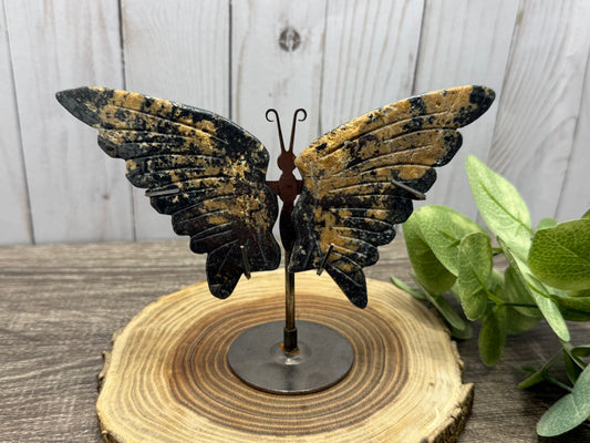 Butterfly Wings on Stand - Rhodonite