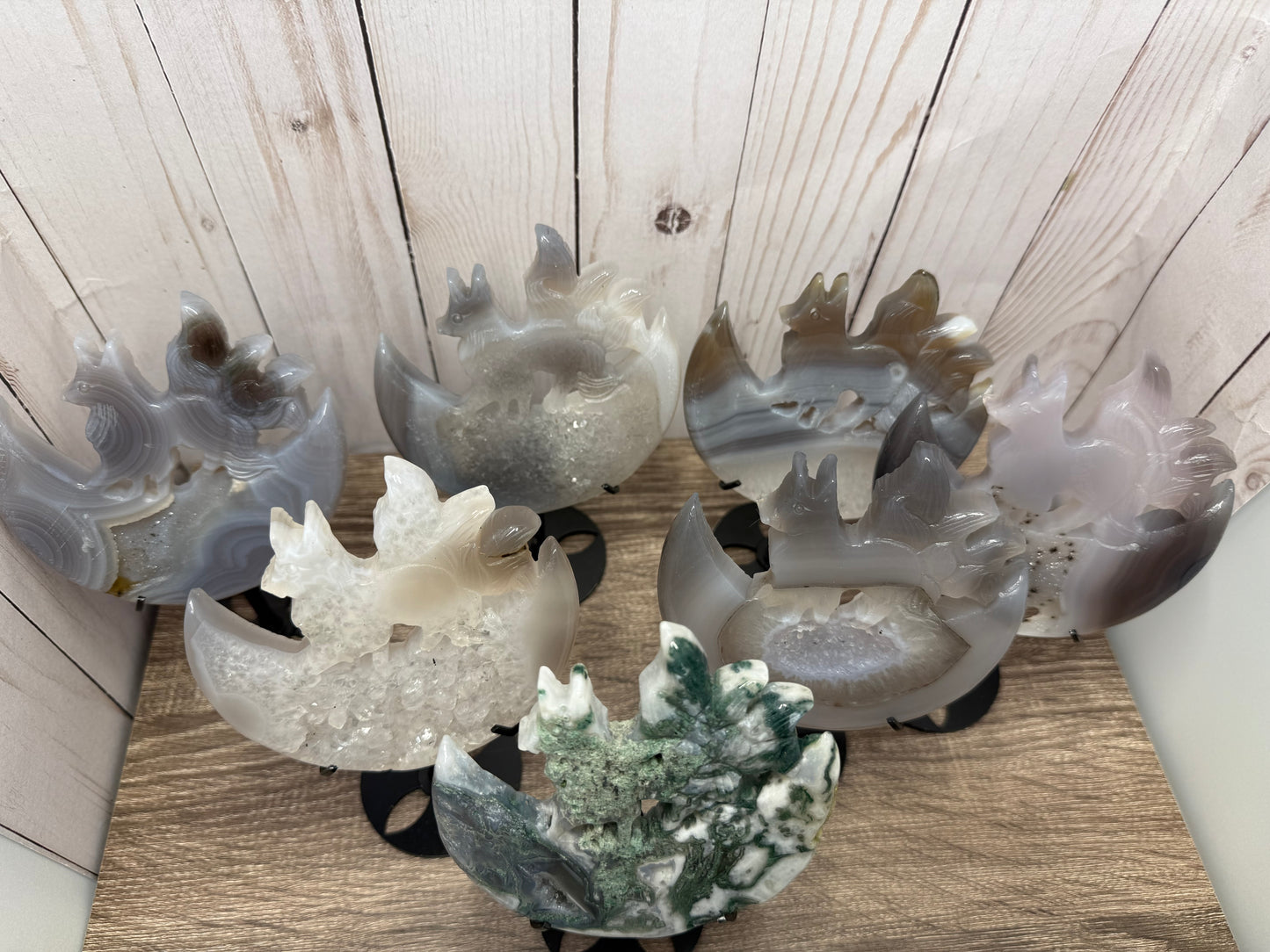 Nine Tailed Fox Carvings on Stand