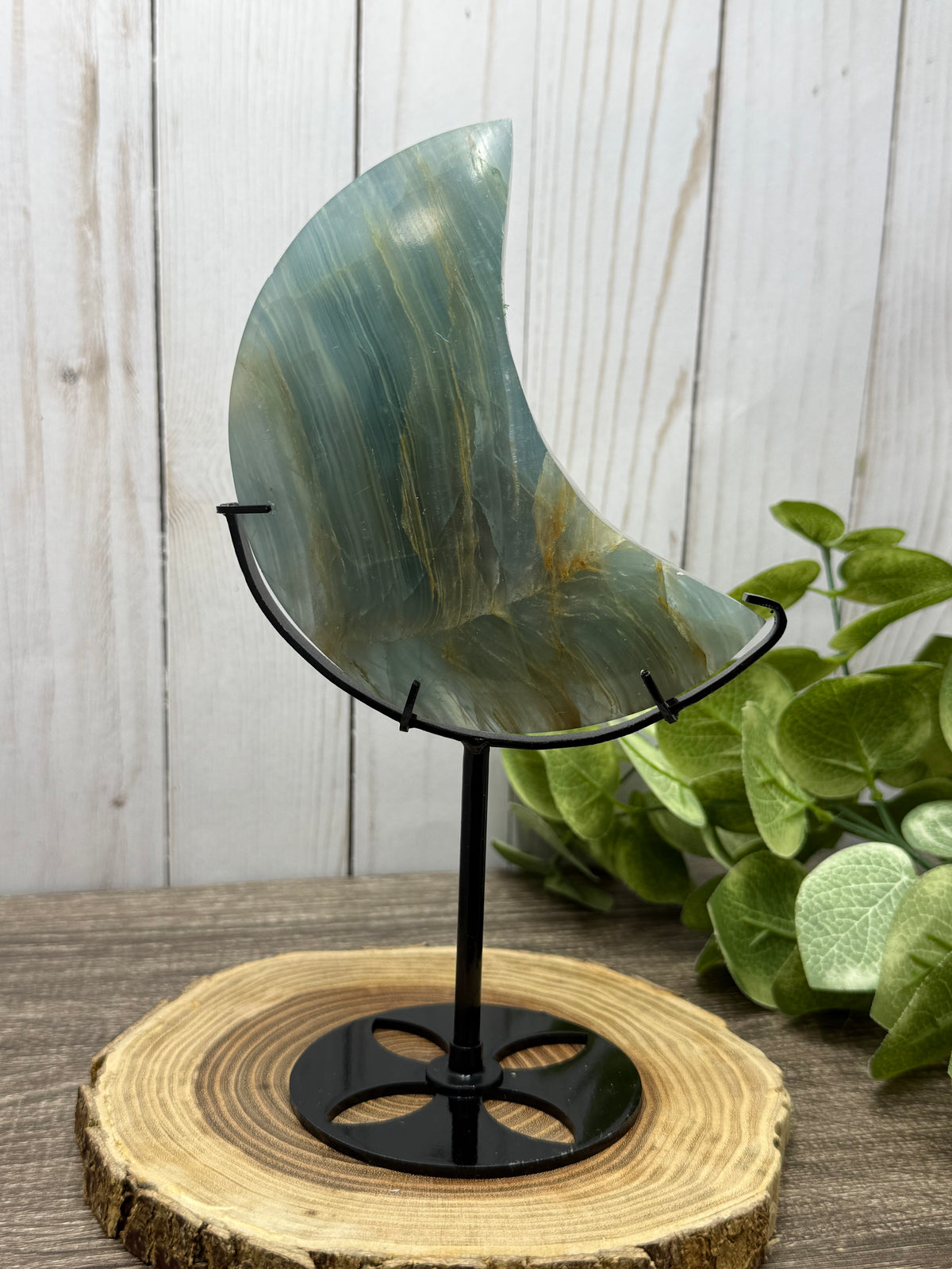 Blue Onyx Moons on Stand