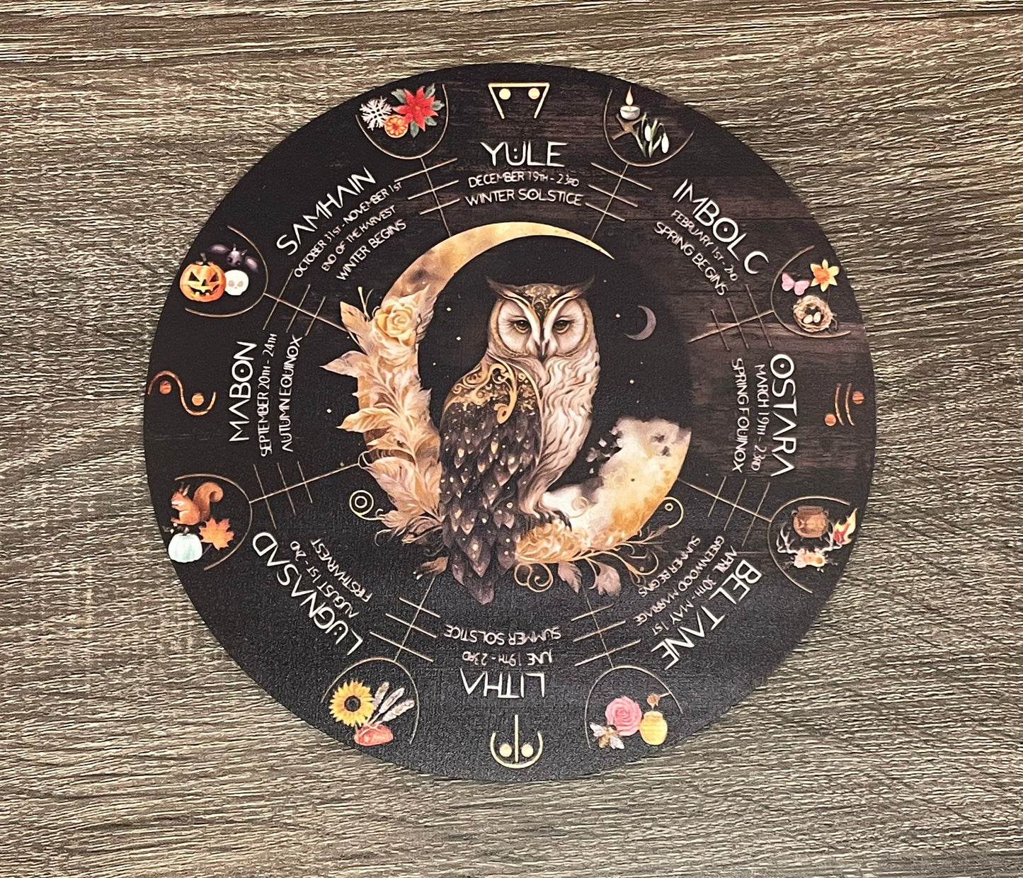 Wheel of the Year Board - Owl & Moon