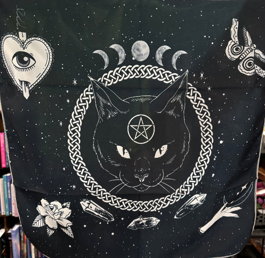 Altar Cloth - black mystical cat