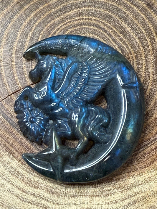 Pegasus and Moon Labradorite Carving