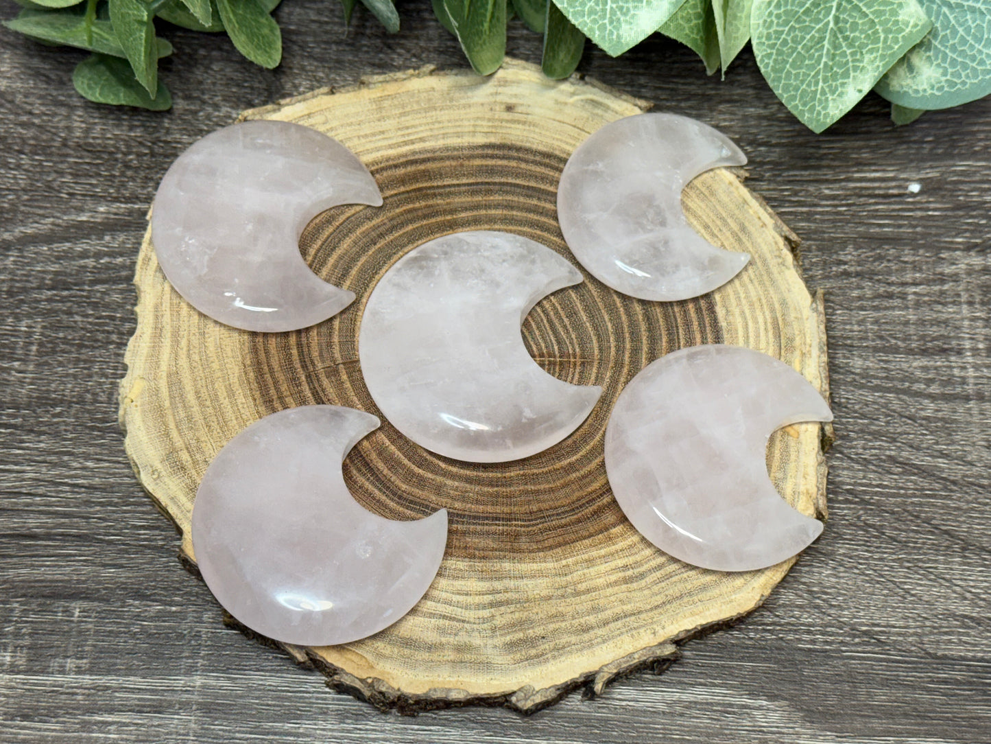 Rose Quartz Moon Carvings